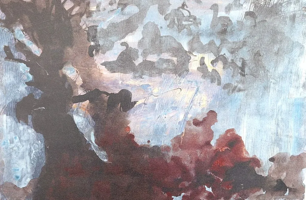 Baumlandschaft I. - (Farblithographie / 2009, signiertes Blatt: "epreuves d'artiste"-Druck)
