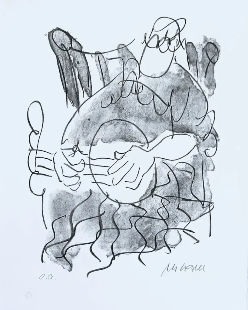 Banjospieler - (Lithographie / num. u. signiertes Blatt, Auflage: 120 Ex.)