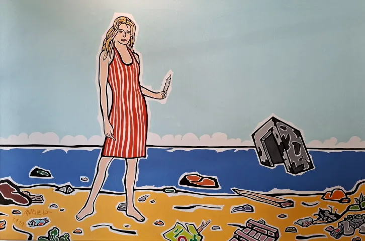 Moritz Götze (*1964): Mädchen mit Bunker - (Öl auf Leinwand / 2011, signiert)