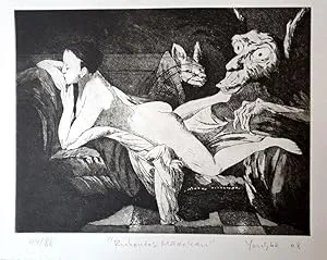 Zhao Yongbo (*1964): Ruhendes Mädchen. - (Radierung / signiert, betitelt, Blatt 42 von 88)
