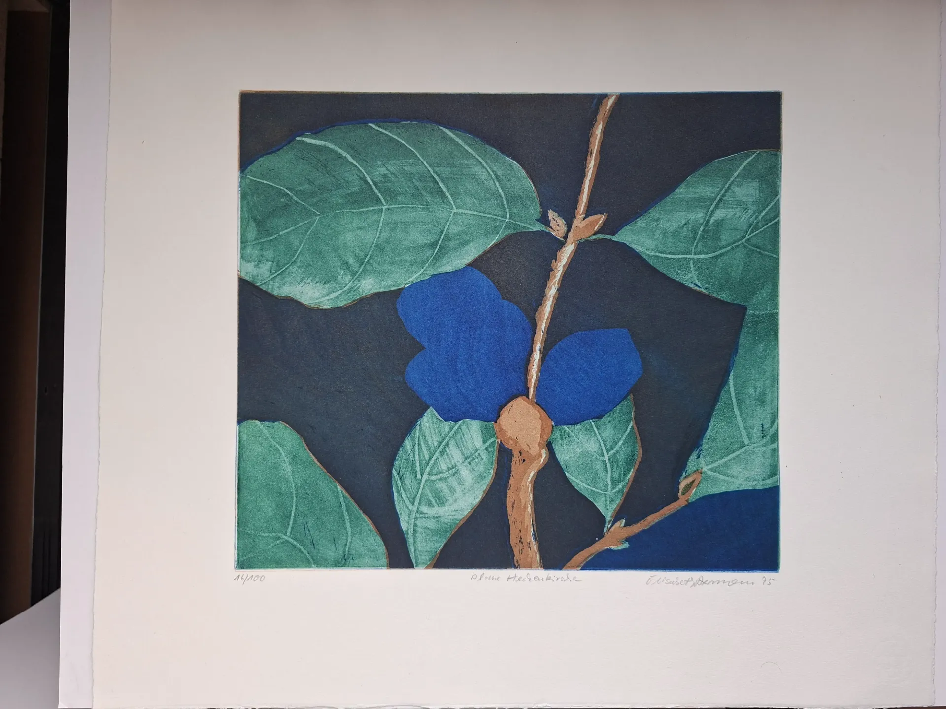 Elisabeth Axmann (*1934): Kleine Heckenkirsche - (Farbradierung / 1995, signiert, Blatt 16 / 100)