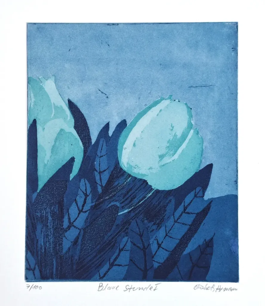 Elisabeth Axmann (*1934): Blaue Stunde I - (Farbradierung, signiert, Blatt 7/100)