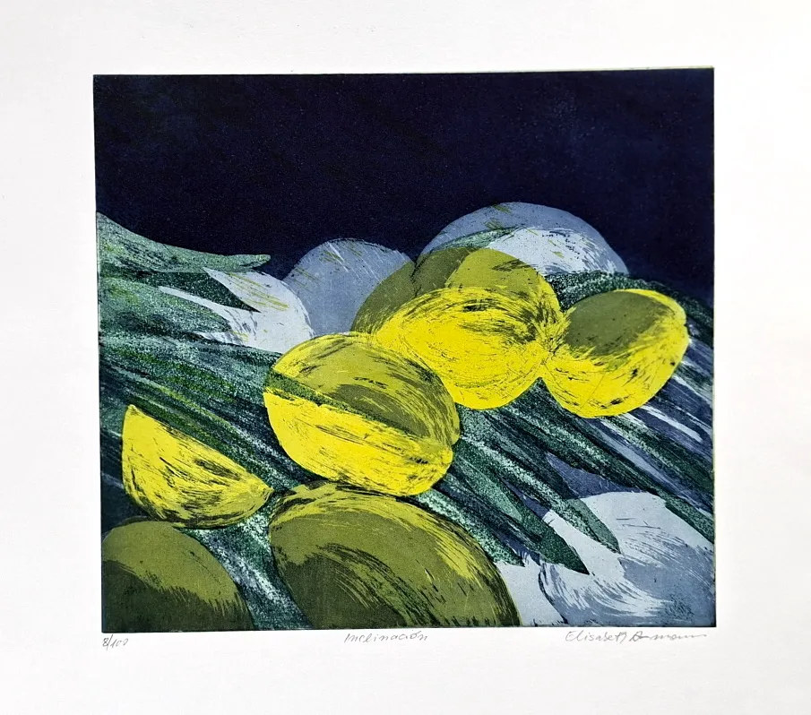 Elisabeth Axmann (*1934): Inclinacion- (Farbradierung / ca. 1995, signiert, Blatt 8 / 100)