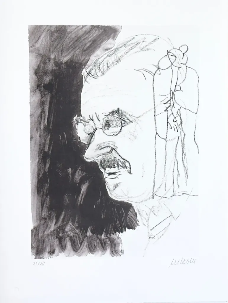 Bildnis Thomas Mann - In Gedanken - (Lithographie / num. u. signiertes Blatt, Auflage: 120 Ex.)