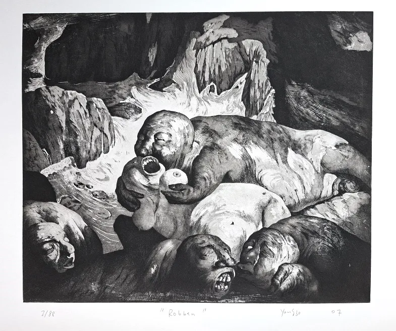 Zhao Yongbo (*1964): ROBBEN - (Radierung / 2007, signiert, betitelt, Blatt 2 von 88)