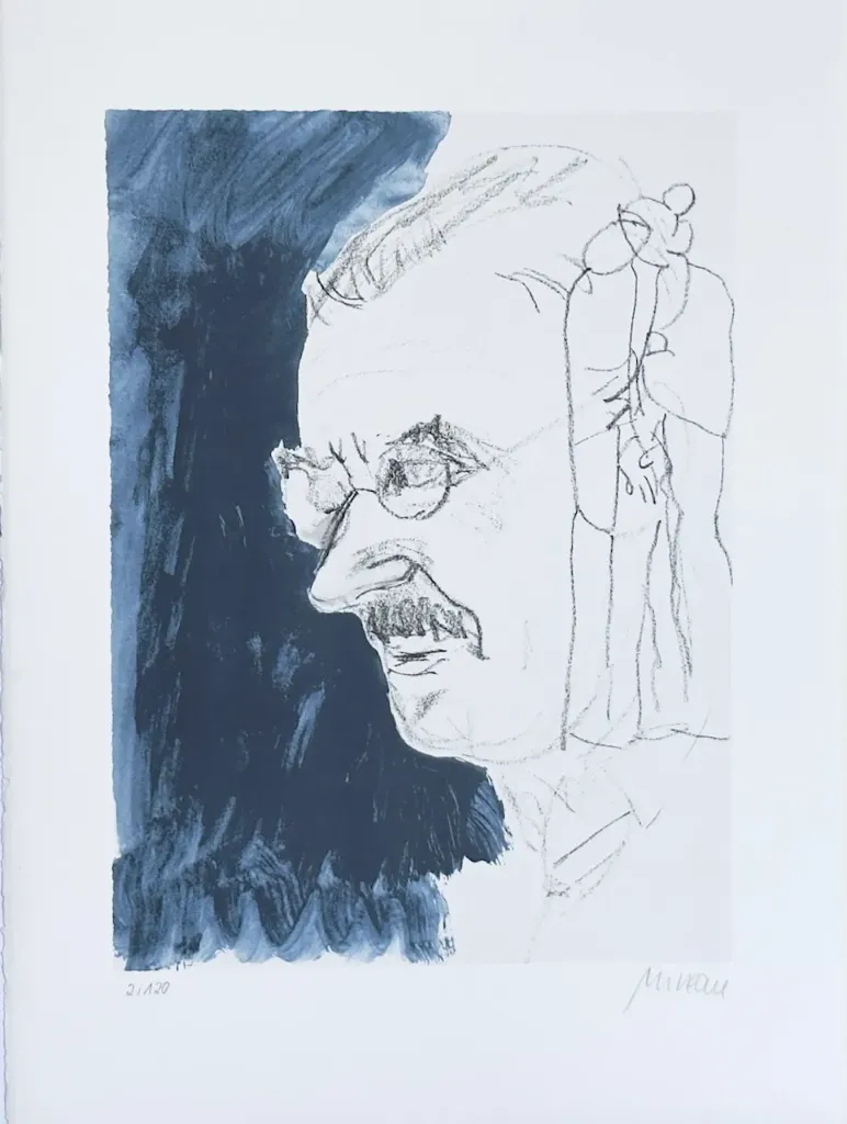 Bildnis Thomas Mann - In Gedanken - Variante (Lithographie / num. u. signiertes Blatt, Auflage: 120 Ex.)