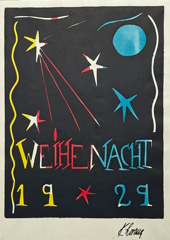 Karl Lorenz: WEIHNACHT 1929 - (Farbholzschnitt / 1929, signiert)