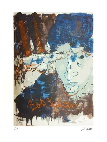 Der junge Bob Dylan - (Siebdruck in acht Farben / 2016, num. u. signiertes Blatt, Auflage: 180 Ex.)