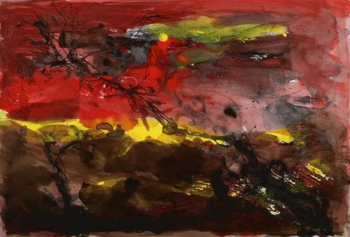 Baumlandschaft II. - (Farblithographie / 2009, num. u. signiertes Blatt, Auflage: 180 Ex.)