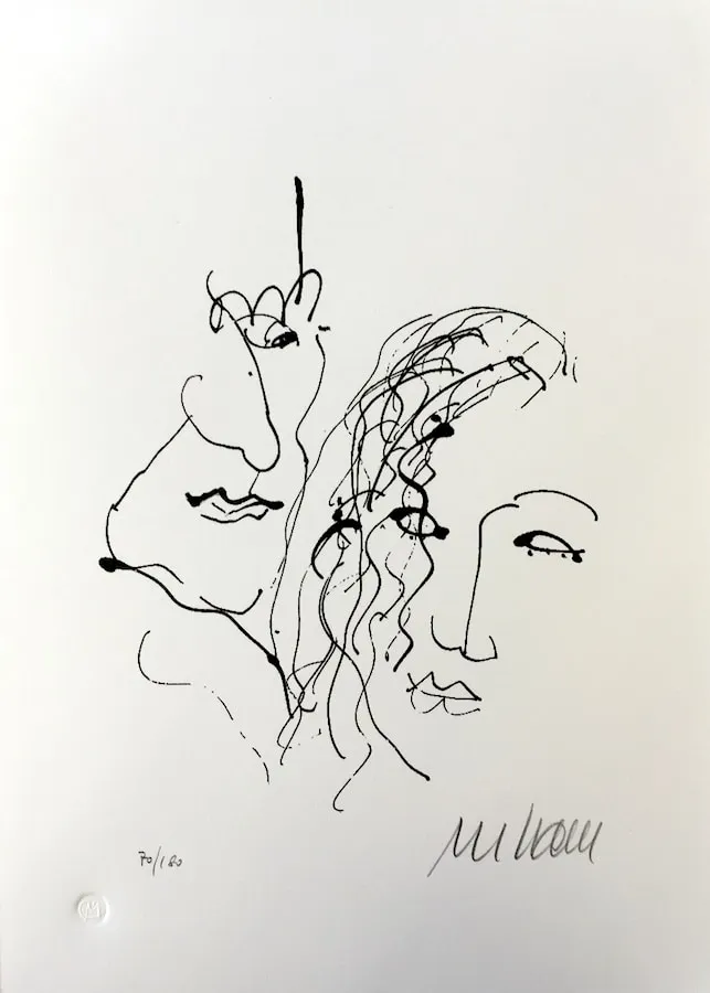 Orpheus und Eurydike - Vorzugsgrafik mit Buch "Venice - Ein amerikanisches Tagebuch" (Lithographie / 2015, num. u. signiertes Blatt, Auflage: 180 Ex.)