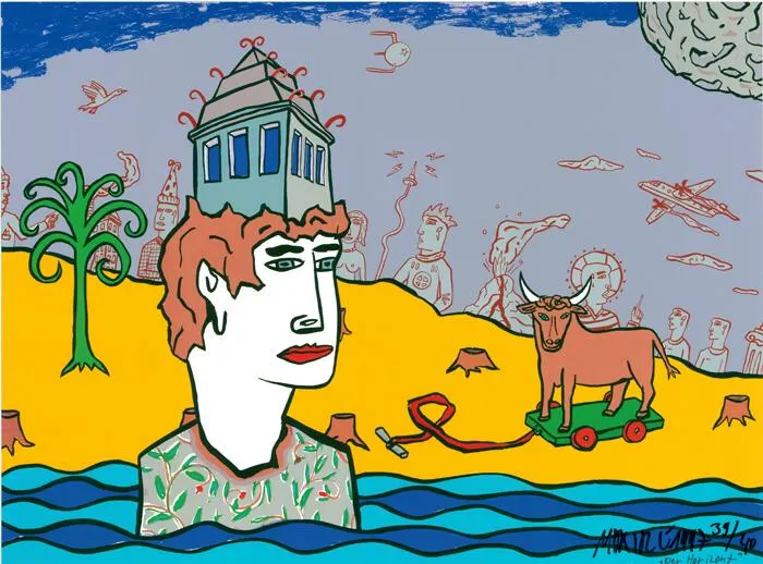 Moritz Götze (*1964) Der Horizont (Farbsiebdruck / num. u. signiertes Blatt, Auflage: 40 Ex.)