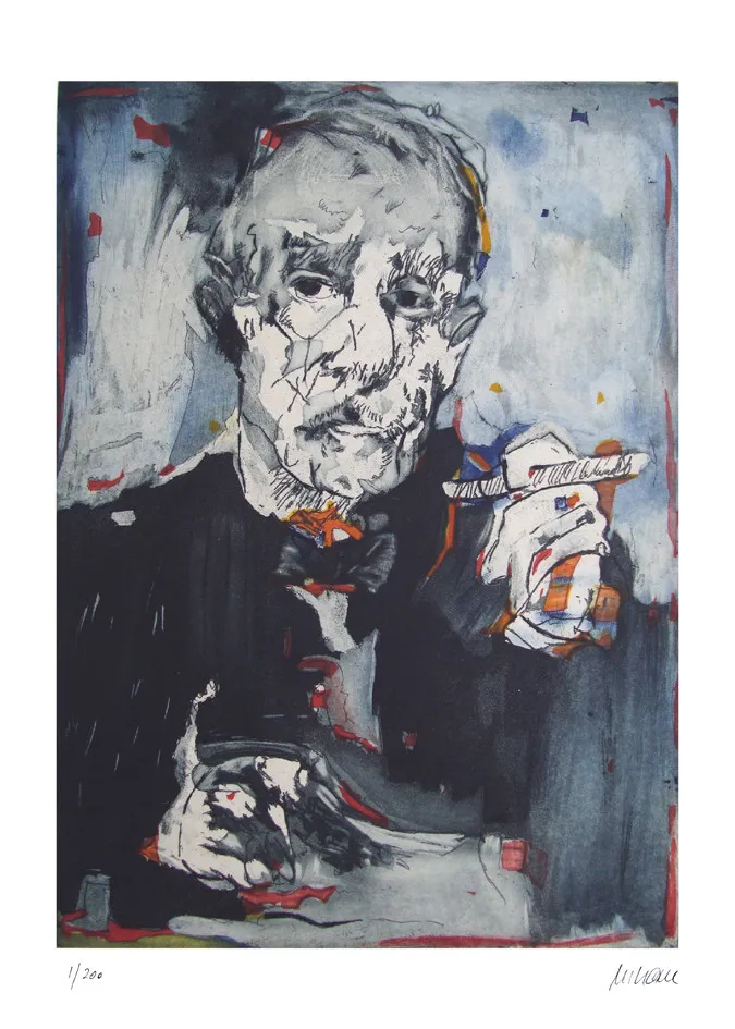 Selbst als Thomas Mann - / 2001 (Farblithographie / num. u. signiertes Blatt, Auflage: 200 Ex.)