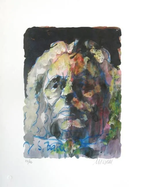 Johann Sebastian Bach - (Farblithographie / 2014, signiertes Blatt, "epreuves d'artiste"-Druck)