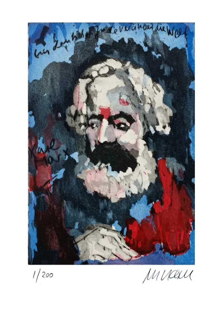 Karl Marx - (Farbradierung / num. u. signiertes Blatt, Auflage: 200 Ex.)